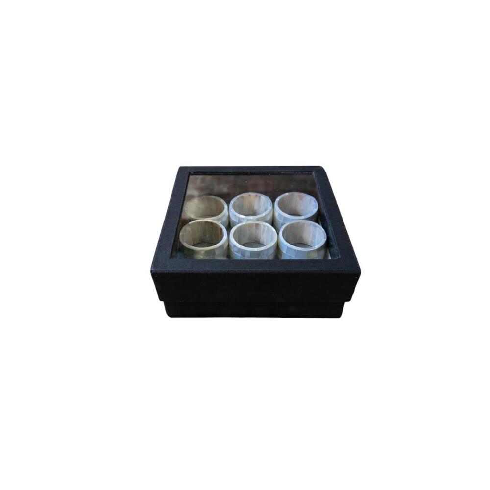 Mother of Pearl Napkin Ring Holders Set of 6